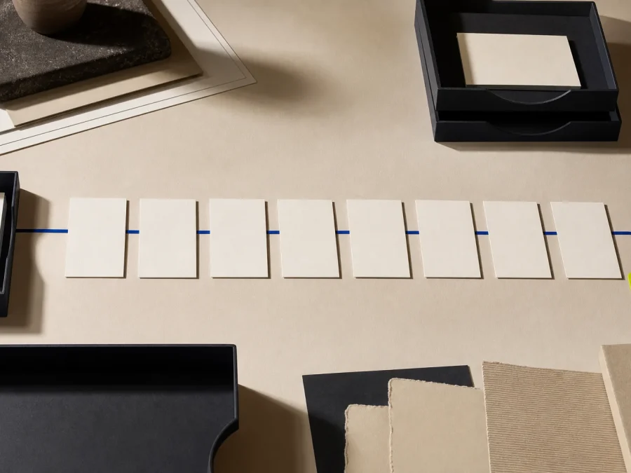 Fictional customer-service audit desk with blank scenario cards, dark pass and hold trays, cobalt routing lines, and an acid-lime human-handoff tab.