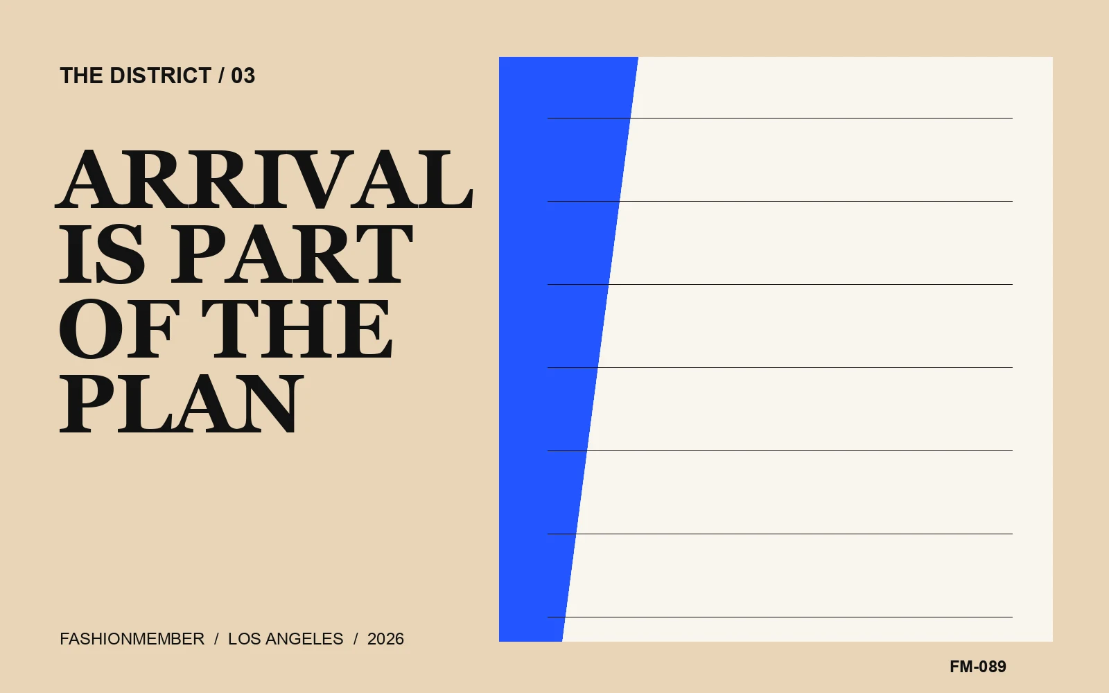 Cream editorial cover with cobalt, coral, and lime shapes and the words Arrival Is Part of the Plan.