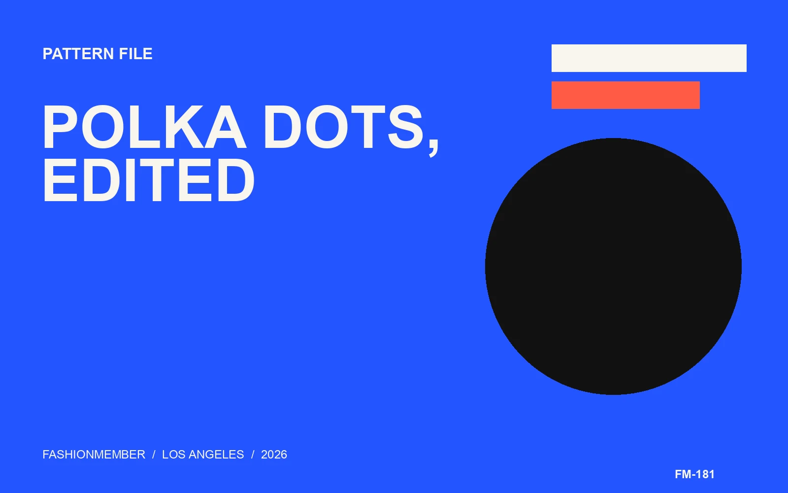 Cream editorial cover with cobalt rule, lime circle, and outlined square around the words Polka Dots, Edited.